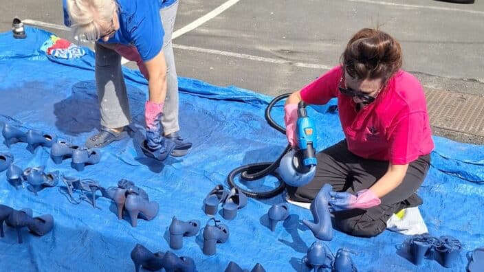 FCWA painting shoes blue
